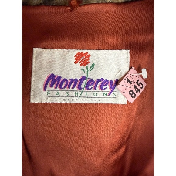 MONTEREY FASHIONS LEOPARD PRINT FAUX FUR COAT SHAWL COLLAR Long Coat Size 14 - Picture 9 of 14